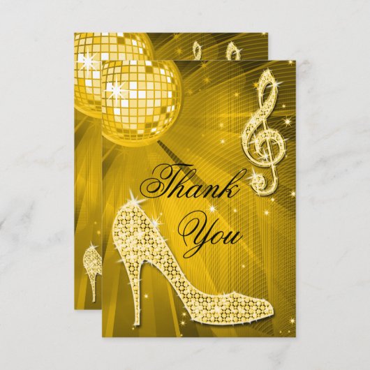 金ゴールドのディスコの球の輝きのかかとは感謝していしています サンキューカード (正面/裏面)