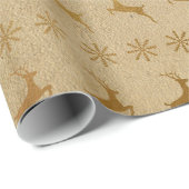 金ゴールドのトナカイ及び雪片のラッピングペーパー ラッピングペーパー (ロールコーナー)