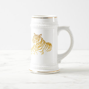 金ゴールドのトラのマグ ビールジョッキ