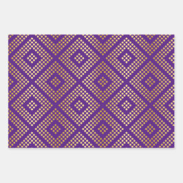 金ゴールドのドット王室のパターン ラッピングペーパーシート