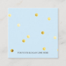 金ゴールドのドット・パターンの空色の正方形の名刺