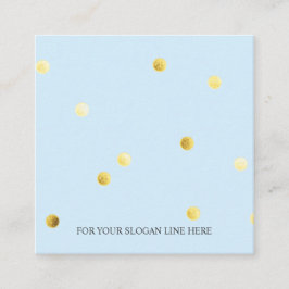 金ゴールドのドット・パターンの空色の正方形の名刺 スクエア名刺