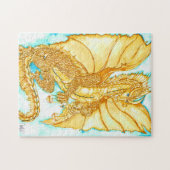 金ゴールドのドラゴン ジグソーパズル (横)