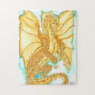 金ゴールドのドラゴン ジグソーパズル