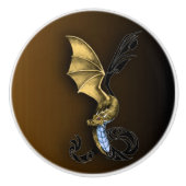 金ゴールドのドラゴン セラミックノブ (正面)