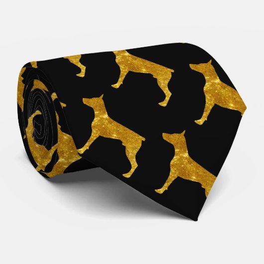 金ゴールドのドーベルマン犬 ネクタイ (ロール)