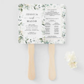 金ゴールドのハンドファン結婚付き水彩緑 ハンドファン (正面&裏面)