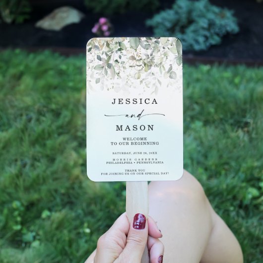 金ゴールドのハンドファン結婚付き水彩緑 ハンドファン