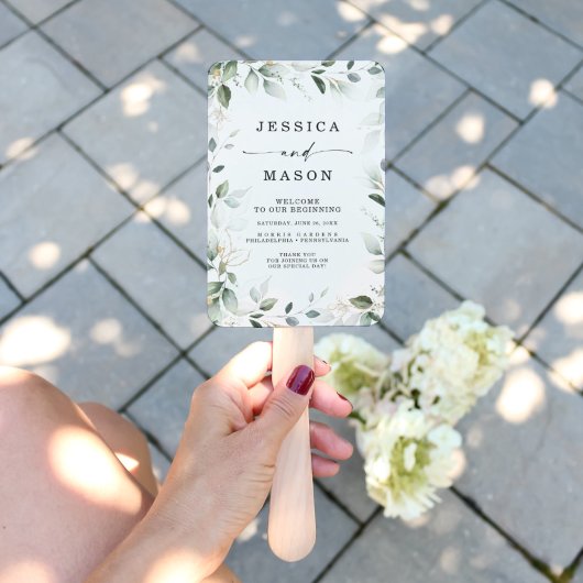 金ゴールドのハンドファン結婚付き水彩緑 ハンドファン