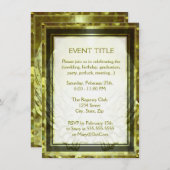 金ゴールドのハートおよび天使の翼 招待状 (正面/裏面)