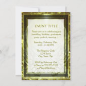 金ゴールドのハートおよび天使の翼 招待状 (正面)