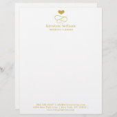 金ゴールドのハートのオーナメント|のウェディングプランナーレターヘッド レターヘッド (正面/裏面)