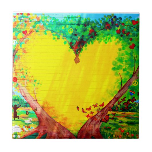 金ゴールドのハートのタイル タイル (正面)