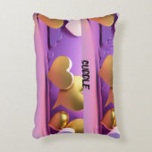 "金ゴールドのハート:ピンクのアクセント枕" アクセントクッション (正面(垂直))