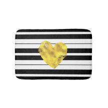 金ゴールドのハート、白黒ストライプ