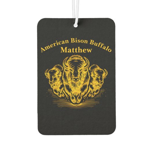 金ゴールドのバイソンスタンピード大草原の風景 カーエアーフレッシュナー (裏面)