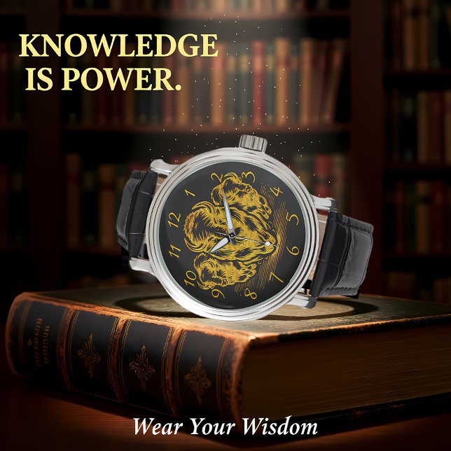 金ゴールドのバイソンスタンピード大草原の風景 腕時計 (クリエイターアップロード済み)