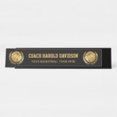 金ゴールドのバスケットボールのコーチ デスクネームプレート (正面)