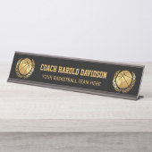 金ゴールドのバスケットボールのコーチ デスクネームプレート (正面)