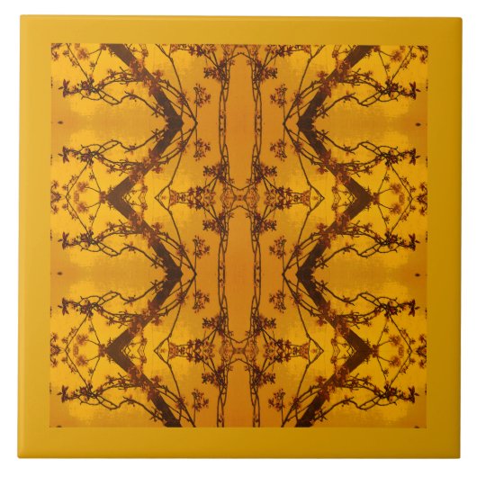 金ゴールドのバーガンディのヴィンテージのトスカナ式のスタイルの花柄パターン タイル (正面)