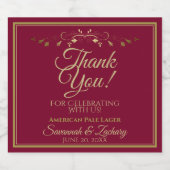 金ゴールドのバーグンディ結婚マルーン ビールラベル (シングルラベル)