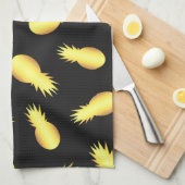 金ゴールドのパイナップル キッチンタオル (四つ折り)