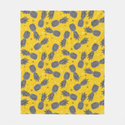 金ゴールドのパイナップル フリースブランケット (正面)