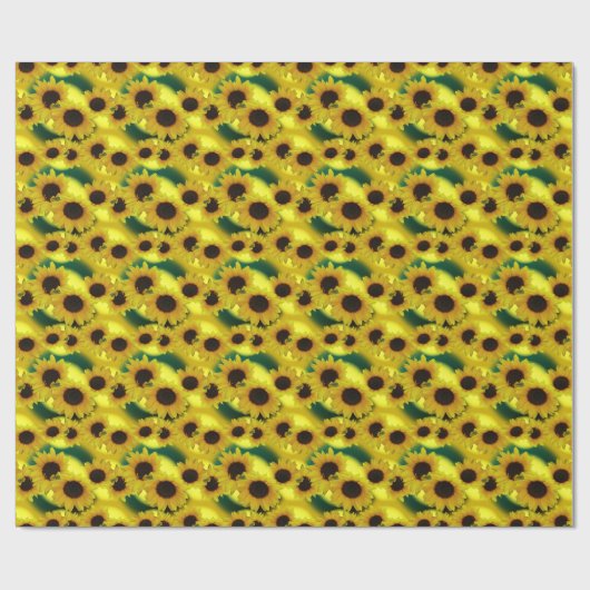 金ゴールドのヒマワリの包装紙の黄色い花の紙 ラッピングペーパー (フラット)