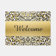 金ゴールドのヒョウのプリントのカスタマイズ可能なドアマット
