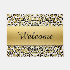 金ゴールドのヒョウのプリントのカスタマイズ可能なドアマット ドアマット
