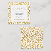 金ゴールドのヒョウのプリント スクエア名刺 (正面/裏面)