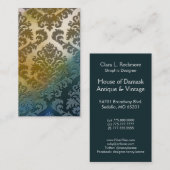 金ゴールドのビロード、サテンの抽象芸術および青を切って下さい 名刺 (正面/裏面)