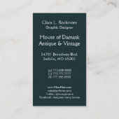 金ゴールドのビロード、サテンの抽象芸術および青を切って下さい 名刺 (裏面)