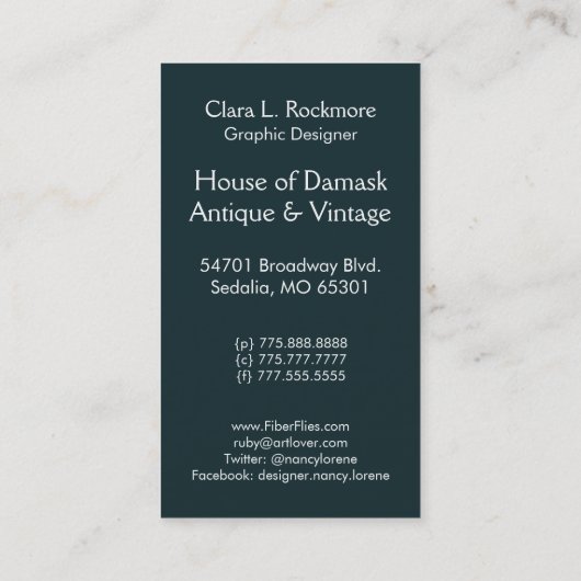 金ゴールドのビロード、サテンの抽象芸術および青を切って下さい 名刺 (裏面)