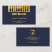 金ゴールドのピアノはバイオリンの黒の鍵のシルエット音楽を調整します 名刺 (正面/裏面)