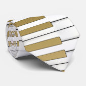 金ゴールドのピアノキーボード音楽 ネクタイ (ロール)