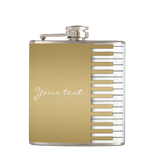 金ゴールドのピアノキーボード音楽 フラスク (正面)