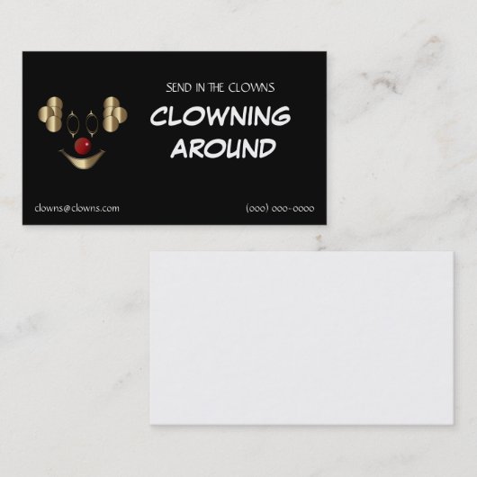 金ゴールドのピエロのロゴのテンプレート 名刺 (正面/裏面)