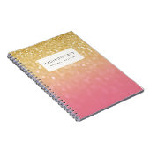 金ゴールドのピンクのグラデーションなグリッターのパーソナライズなノート ノートブック (右側)
