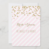 金ゴールドのピンクのストライプの婚約パーティの招待状 招待状 (裏面)