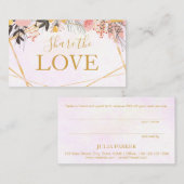 金ゴールドのピンクの花柄 紹介カード (正面/裏面)