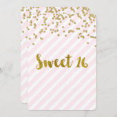 金ゴールドのピンクの菓子16のバースデーパーティ招待状 招待状 (正面/裏面)