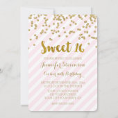 金ゴールドのピンクの菓子16のバースデーパーティ招待状 招待状 (裏面)