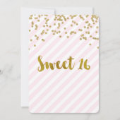 金ゴールドのピンクの菓子16のバースデーパーティ招待状 招待状 (正面)