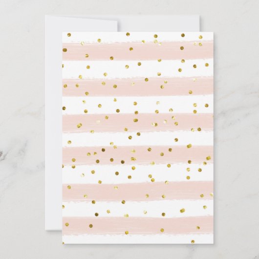 金ゴールドのピンクの4月のシャワーBring花よろしいです 招待状 (裏面)