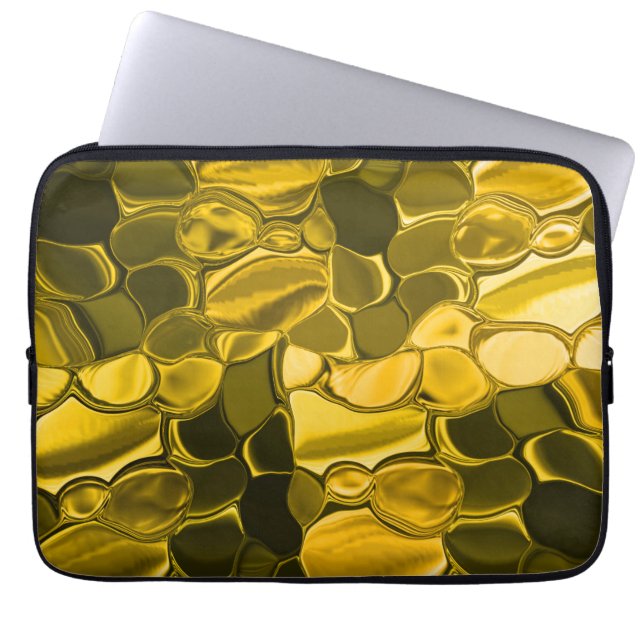 金ゴールドのピースは円形と丸みを帯びた形状か？ ラップトップスリーブ (正面)