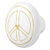 金ゴールドのピースサインのハート セラミックノブ (右)