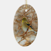 金ゴールドのフィンチ セラミックオーナメント (右)