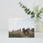 金ゴールドのフィールドNYC LIC自然ポートレート写真 ポストカード (スタンド正面)