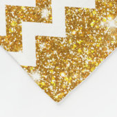 金ゴールドのフェイクなグリッターのガーリーな白いシェブロンパターン フリースブランケット (角)